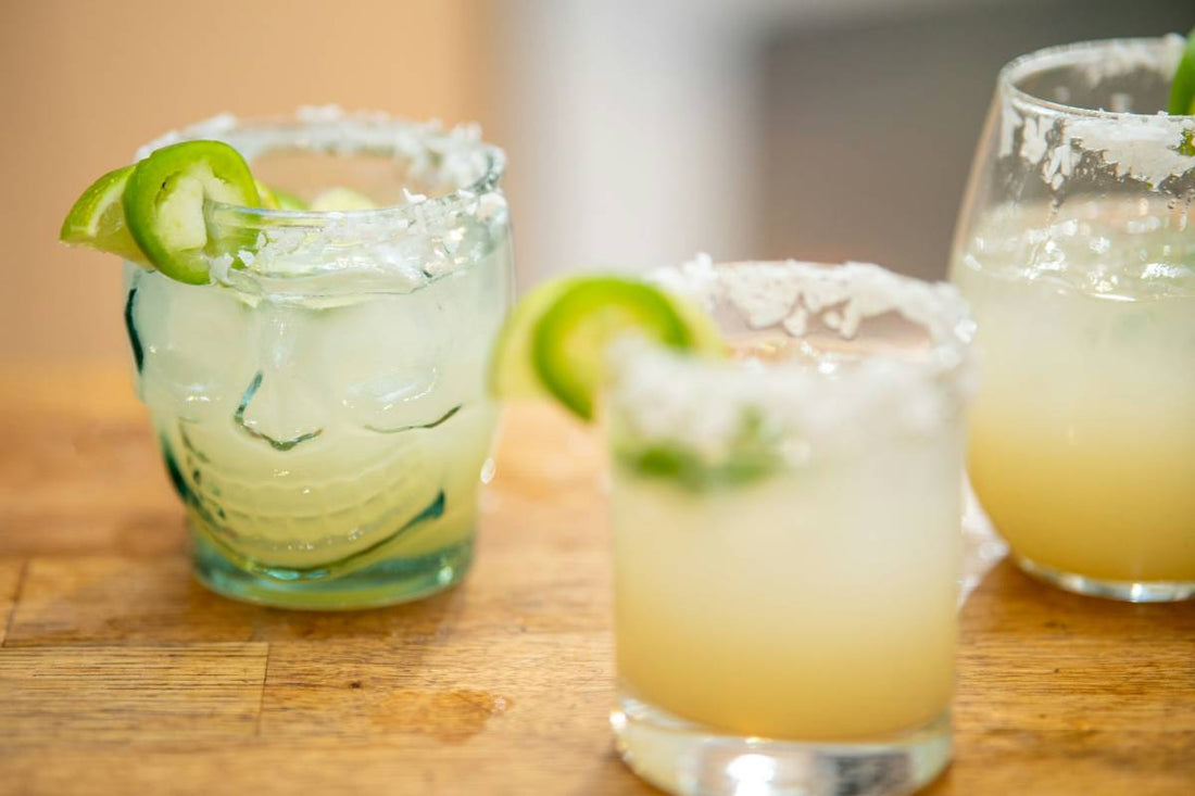 Non-alcoholic margaritas in an array of glass shapes