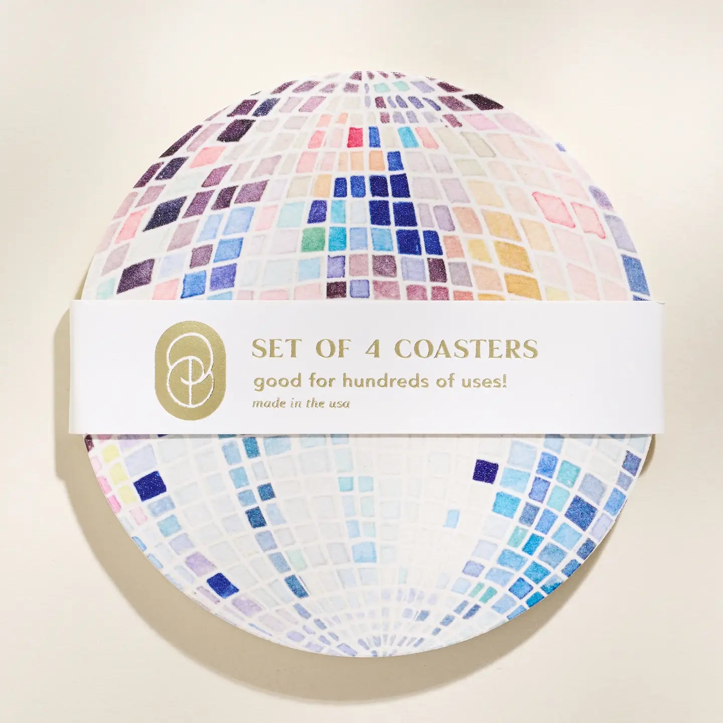Disco Ball Chipboard Coaster Set of 4