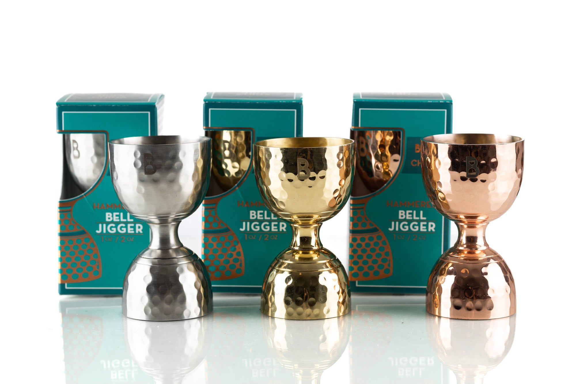 Bull in China - Hammered Bell Jiggers: Stainless Steel