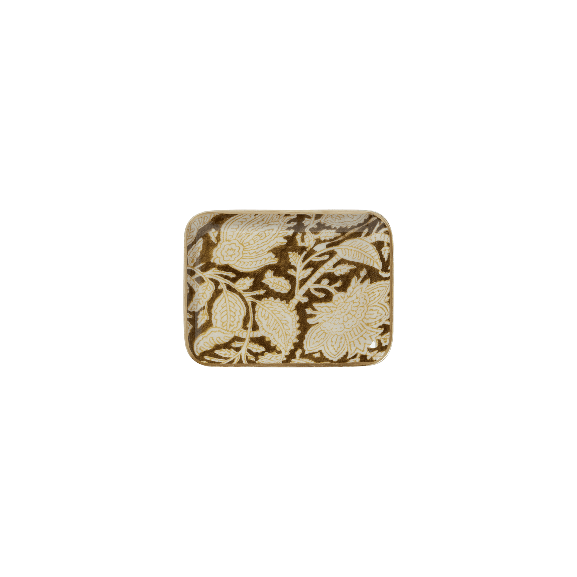 Bonheur du Jour - Bohemian Chic Tray with Enameled Metal Flowers Chandra Khaki