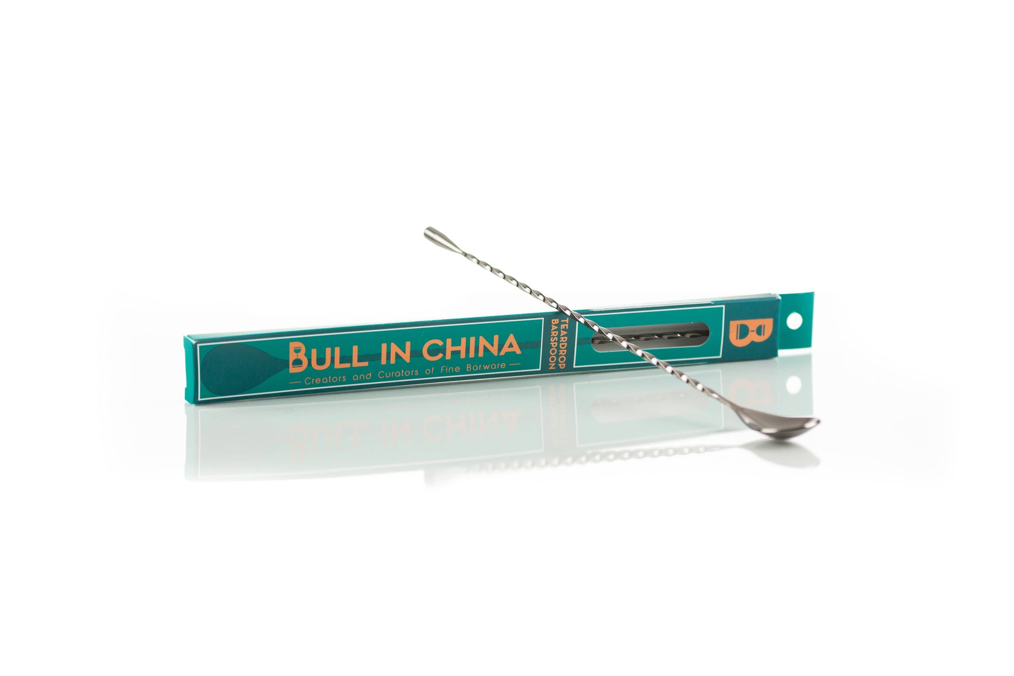 Bull in China - Teardrop Barspoons (30cm/12" Length): Silver
