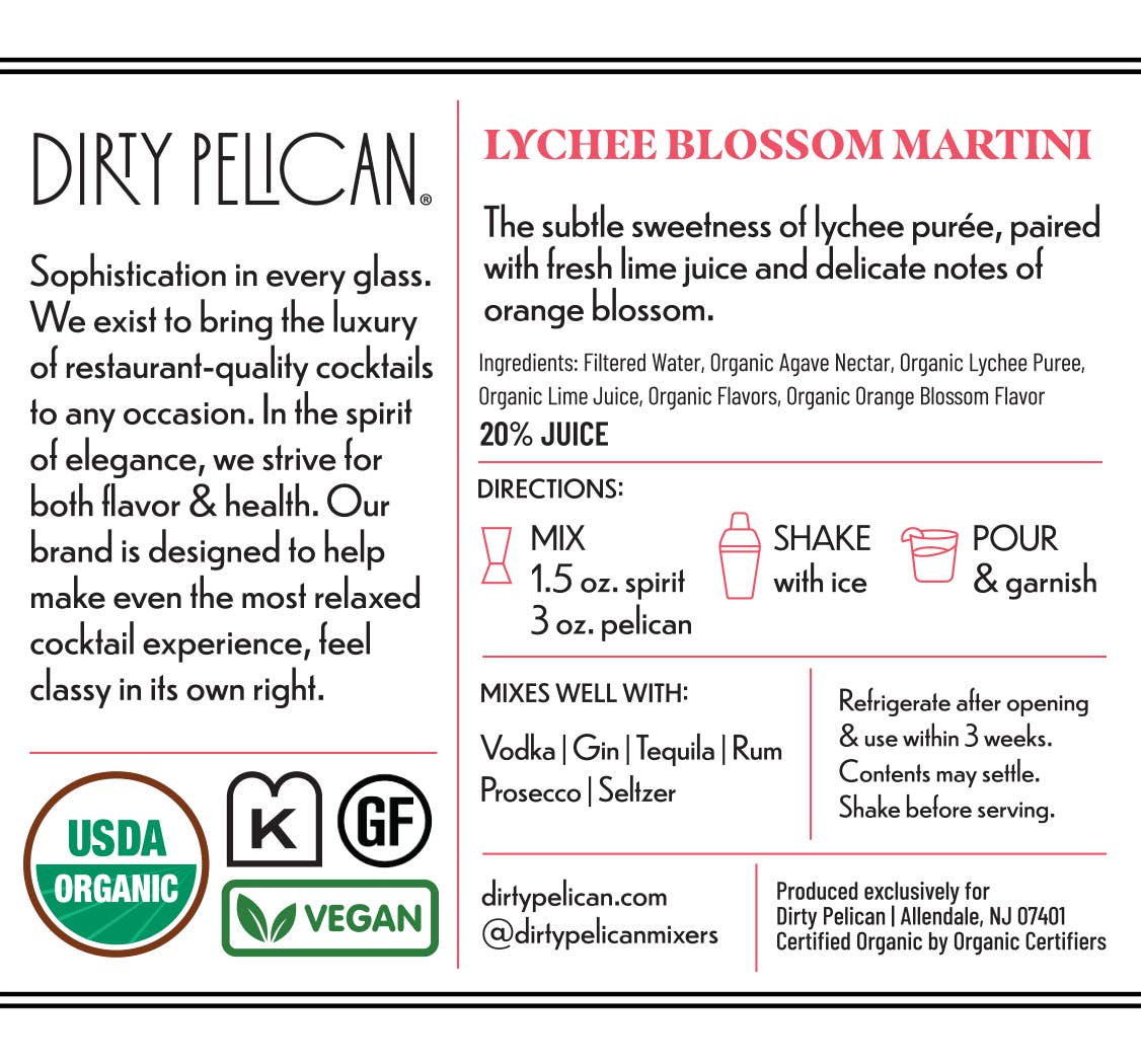 Dirty Pelican - Lychee Blossom Martini: 750ml