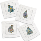 French Graffiti - Colorful Oysters Mixed Linen Cocktail Napkin Set