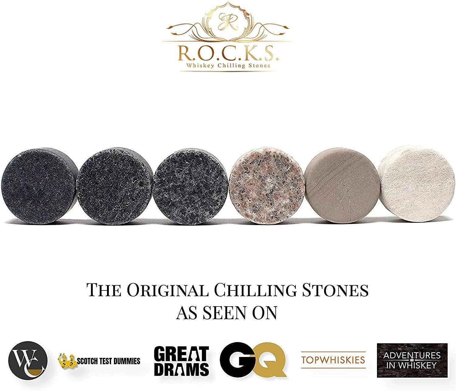 ROCKS Whiskey Chilling Stones - The Connoisseur's Set - Soleil Whiskey Glass Edition