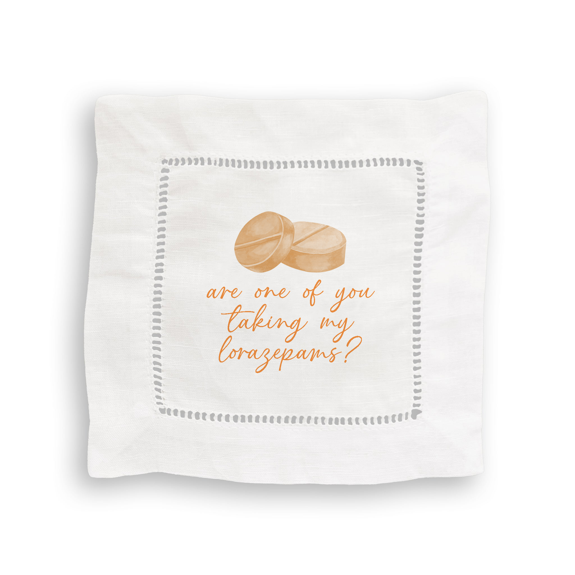 French Graffiti - White Lotus Mixed Linen Cocktail Napkin Set