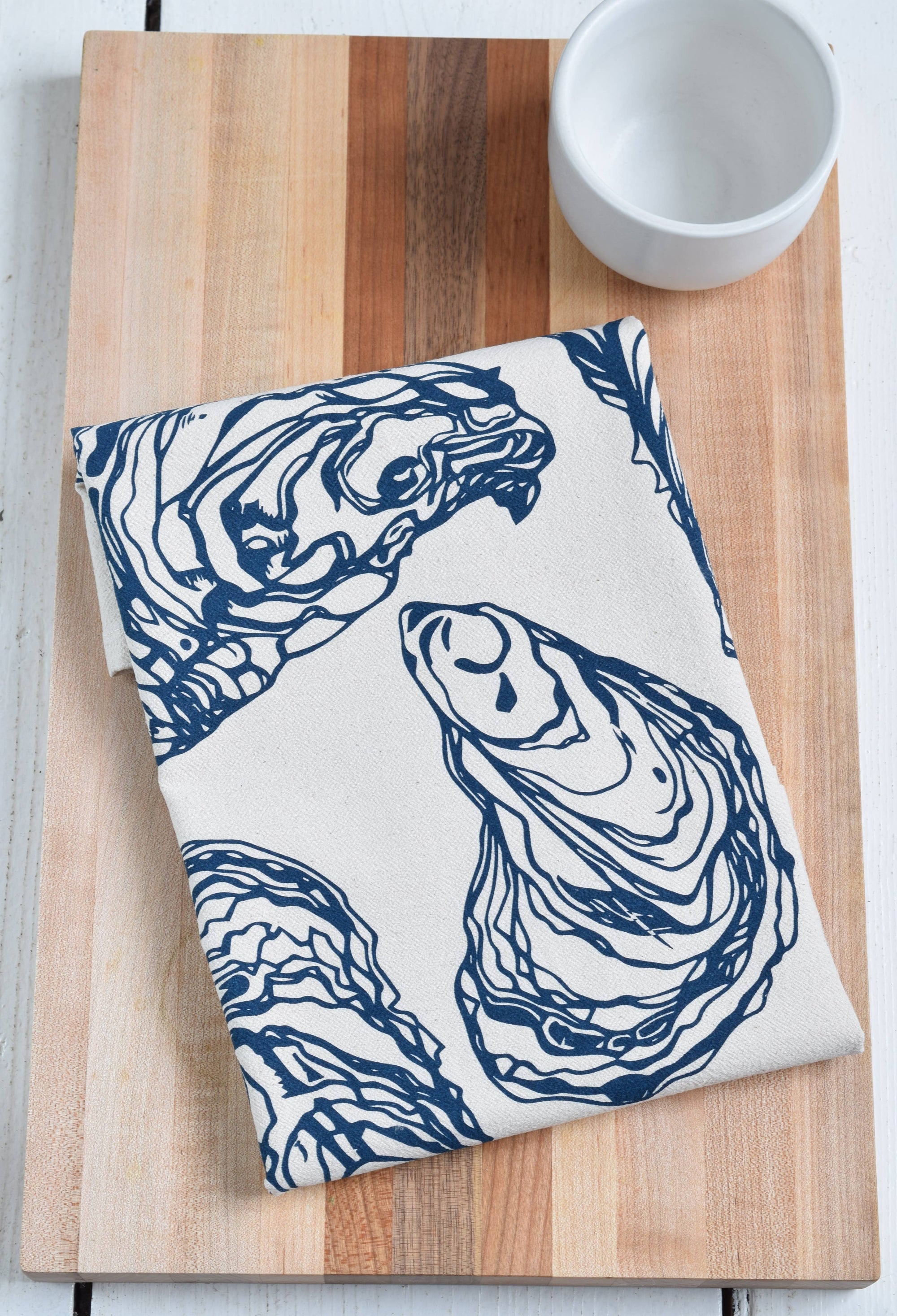 Oyster Bar Towel in Navy Blue - Organic Cotton