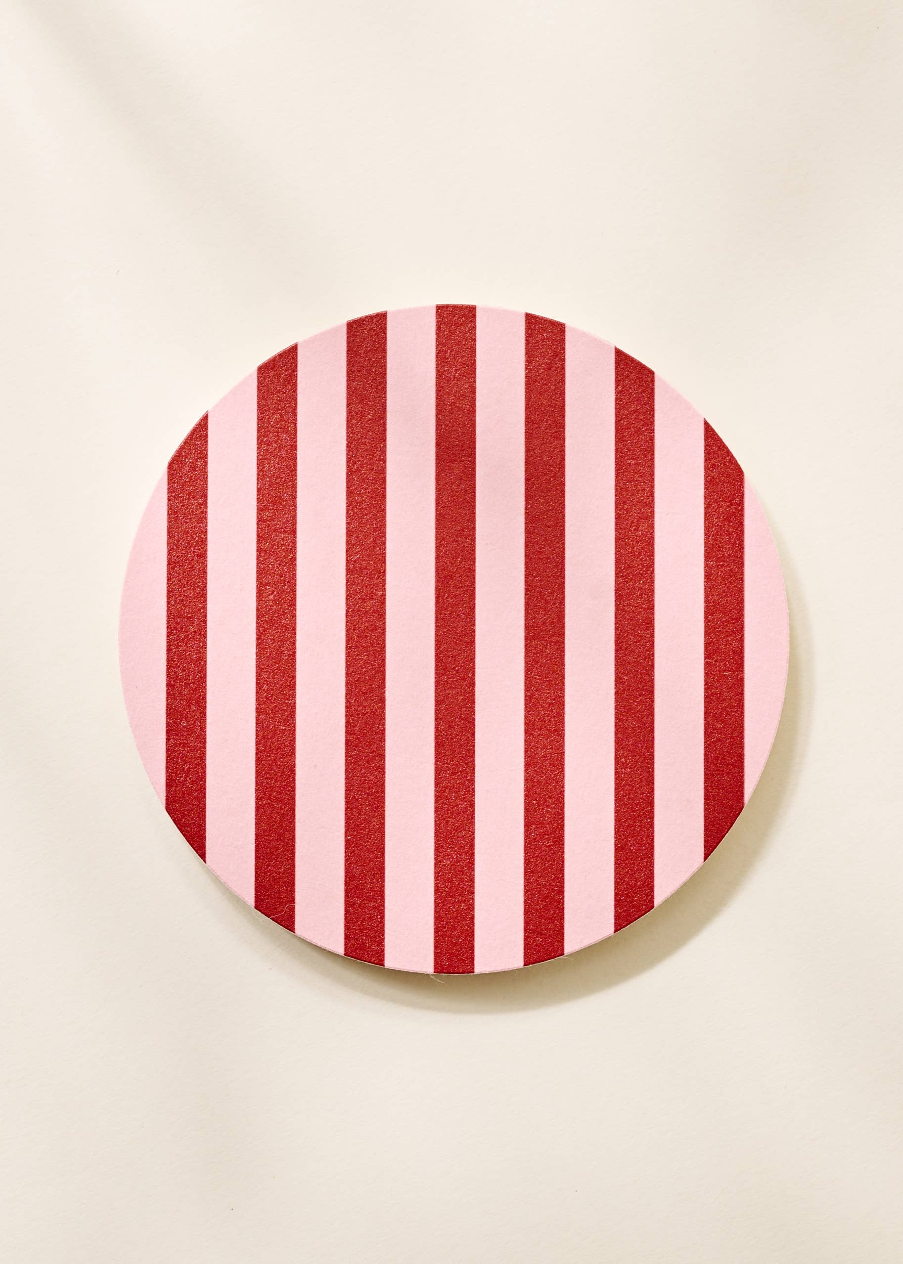 Pink and Maroon Striped Chipboard Coaster Set of 4