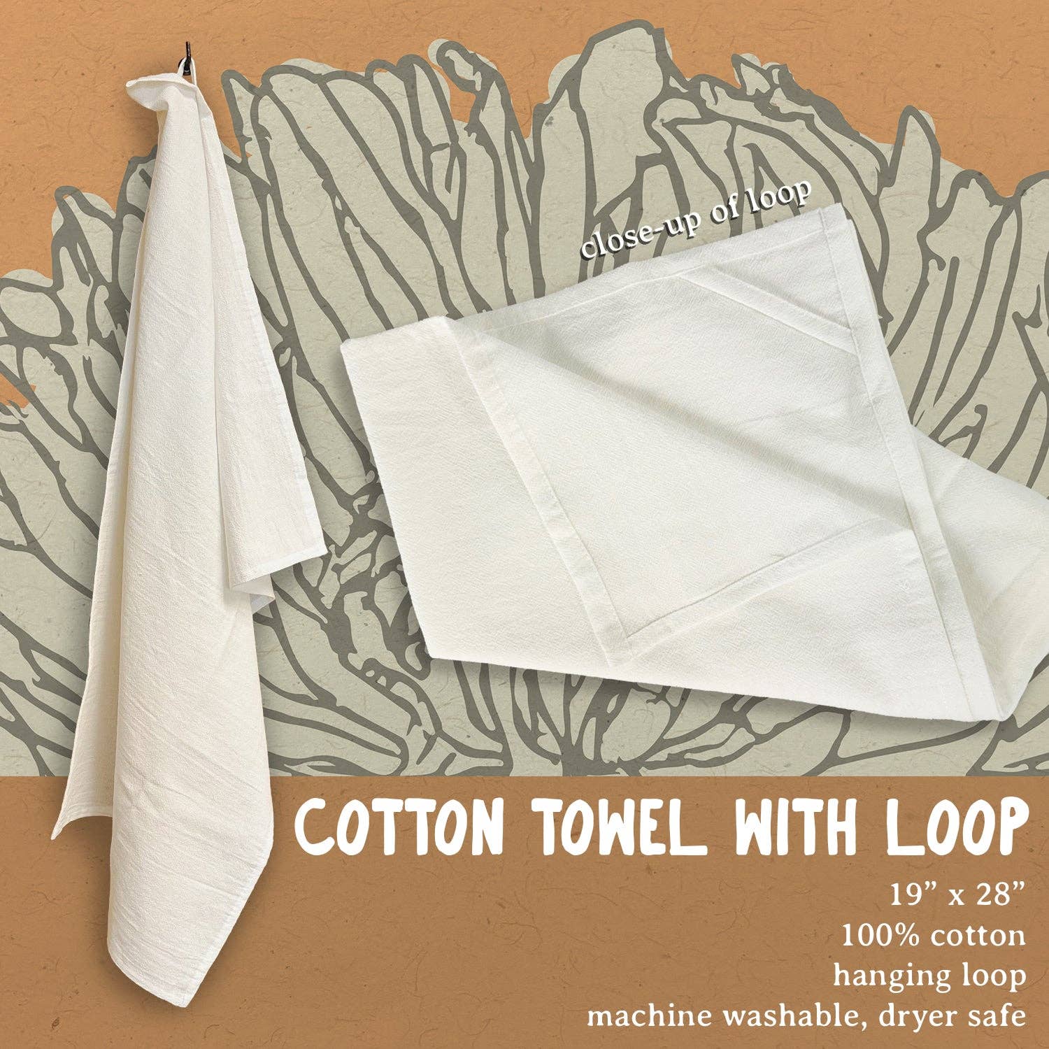 Small Batch MOXOLOGIE Cotton Tea Towel: 19" x 28" (with loop)