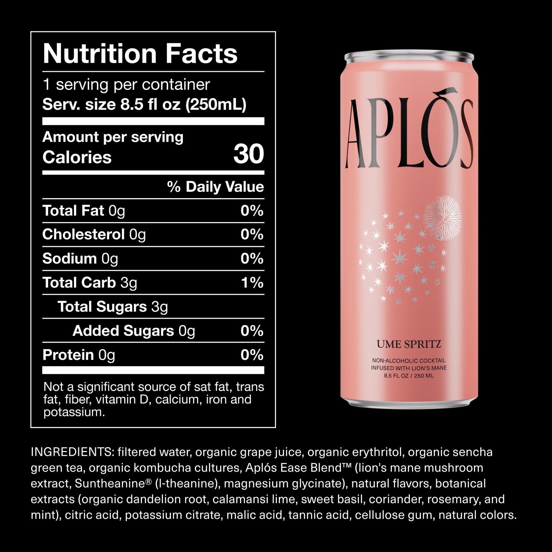 Aplós Variety Six Pack with Nootropics - 6 Pack of 8.5 fl oz Cans