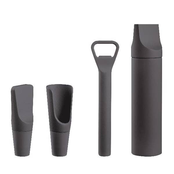 blomus - ILO Wine Accessory Set - 4 Piece: ILO Wine Accessory Set Magnet (Charcoal)