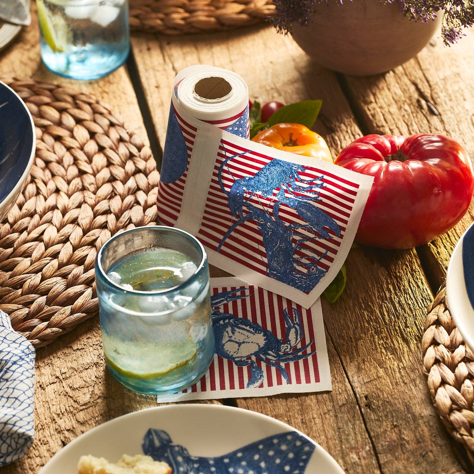 Seaside Stripes Cocktail Napkin Roll: Single