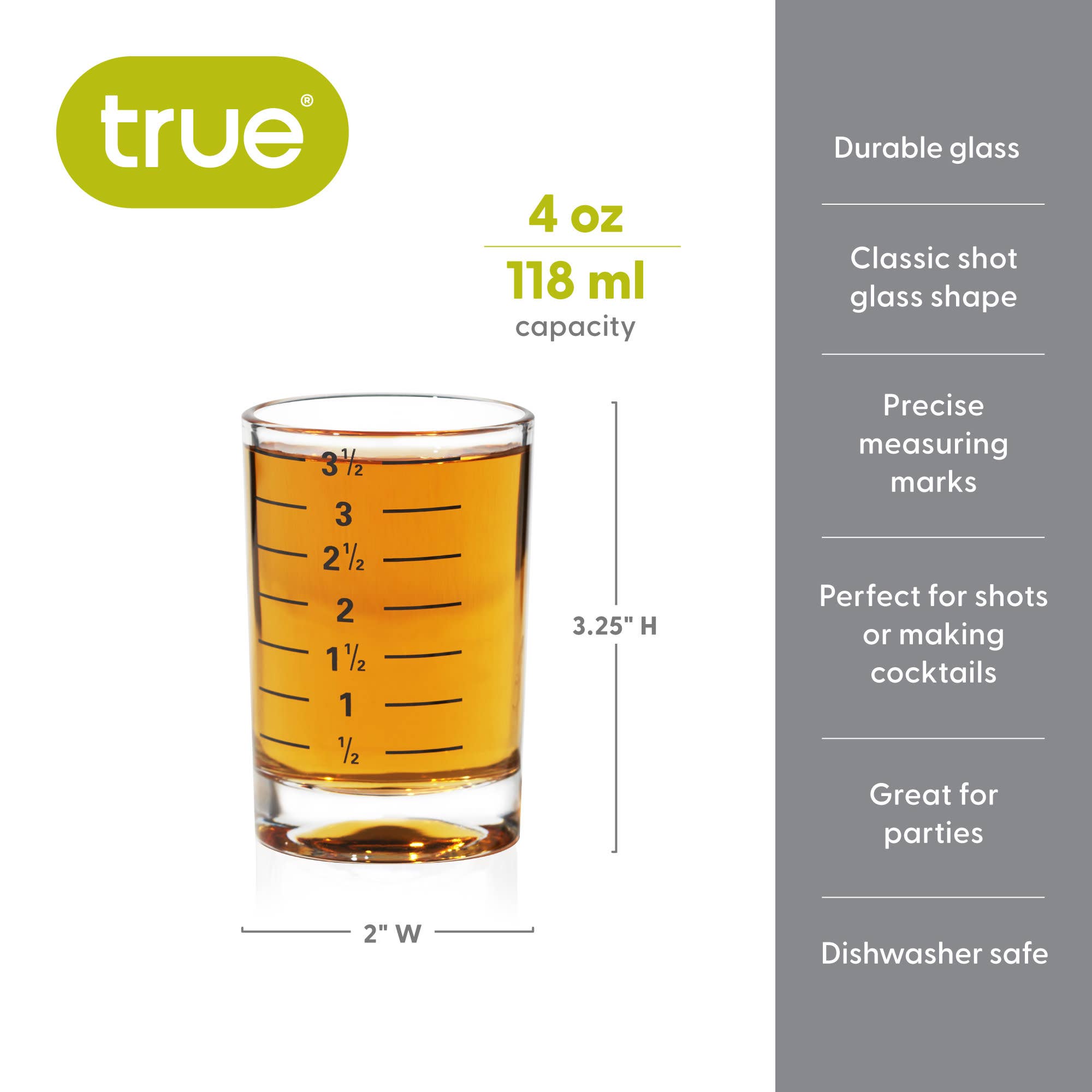 Large Shot Glass with Printed Measurements 4 oz