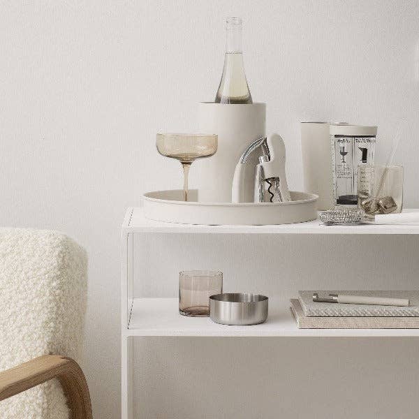 Wine Bottle Cooler with Double Wall Insulation: Moonbeam (off-white) Cooler - Blomus