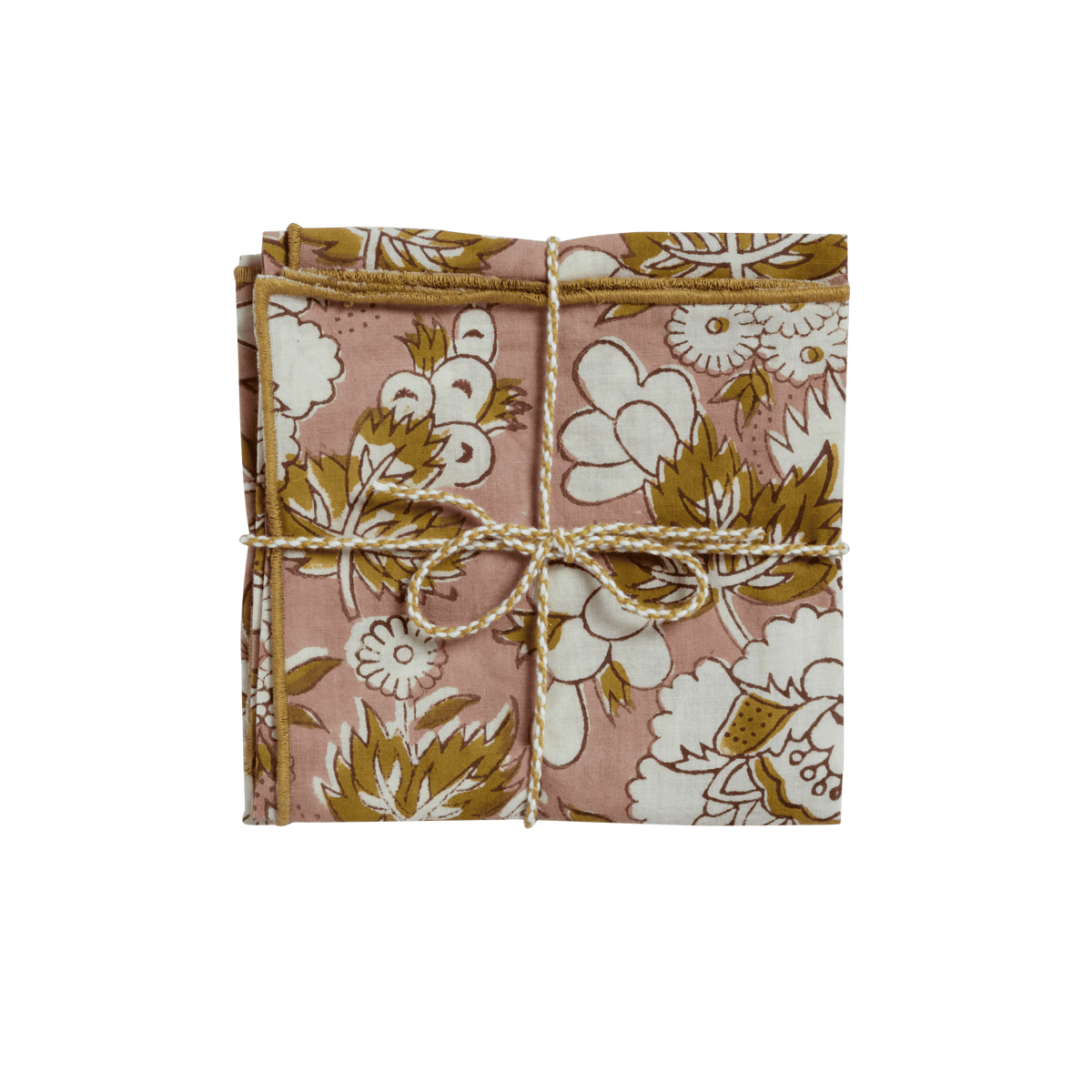 Vishnu Floral Block-Printed Napkins - set of 2