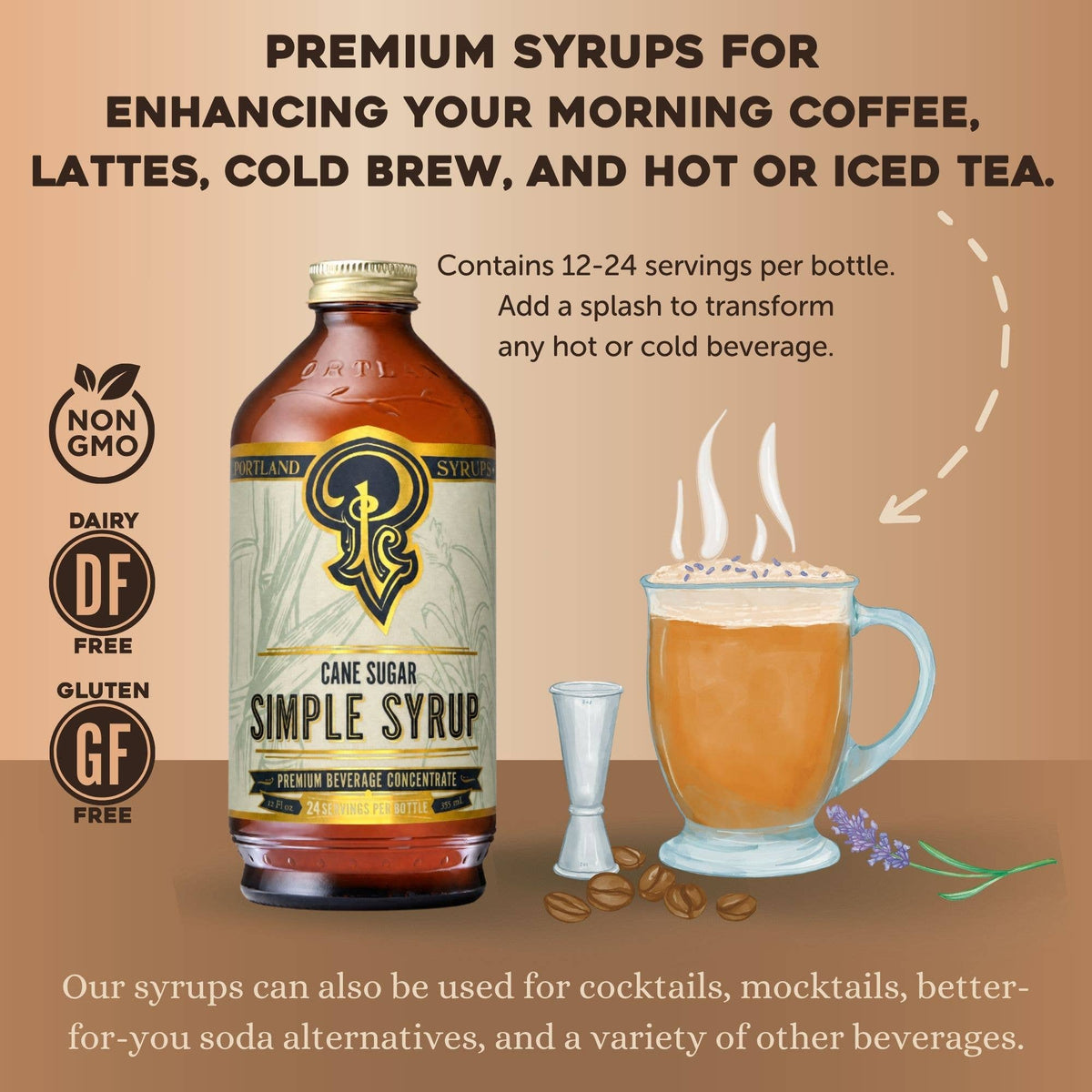 Portland Syrups - Organic Cane Sugar Simple Syrup 12 oz