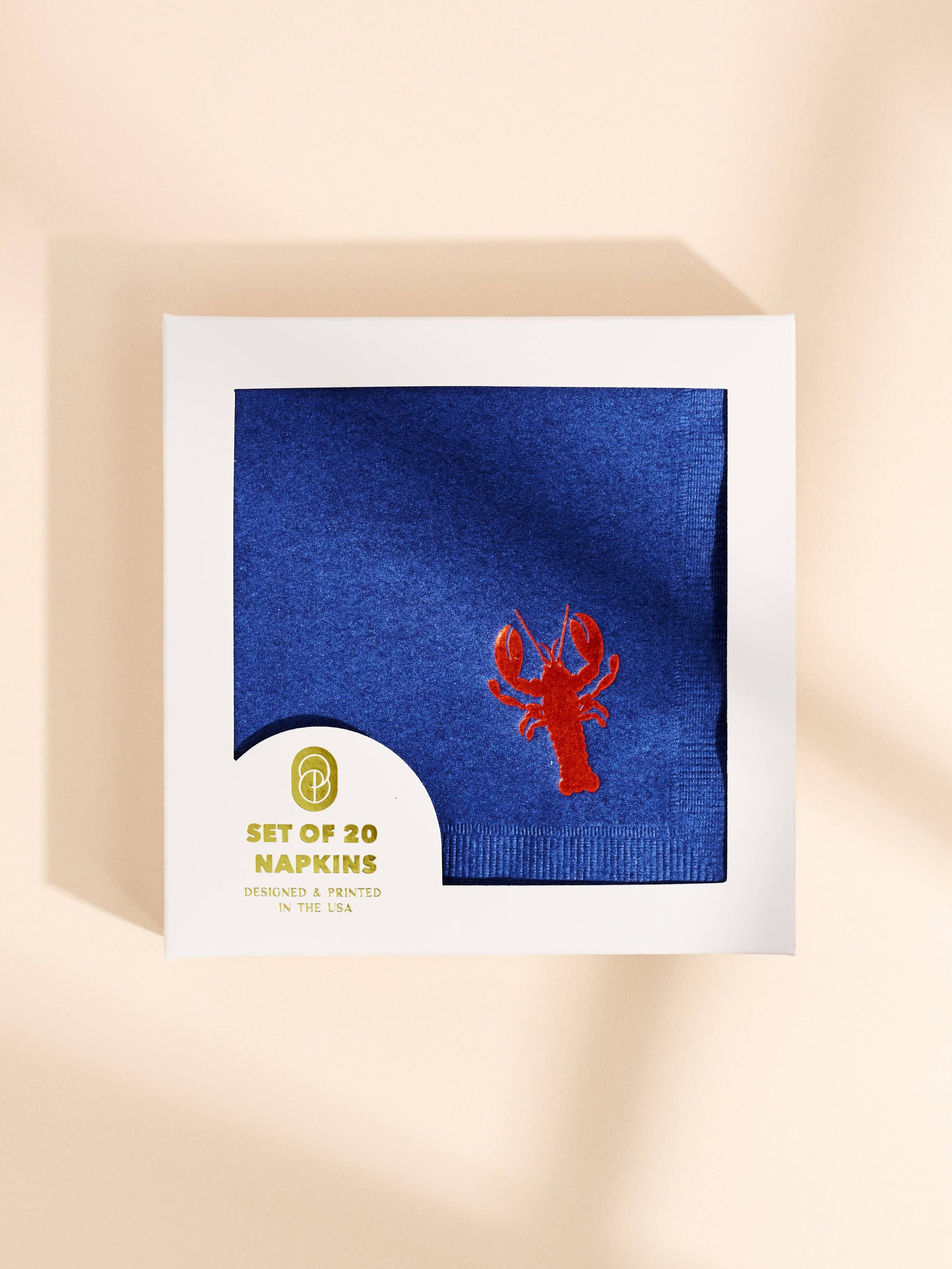 One & Only Paper - Lobster Red and Navy Paper Beverage Napkin - Set of 20