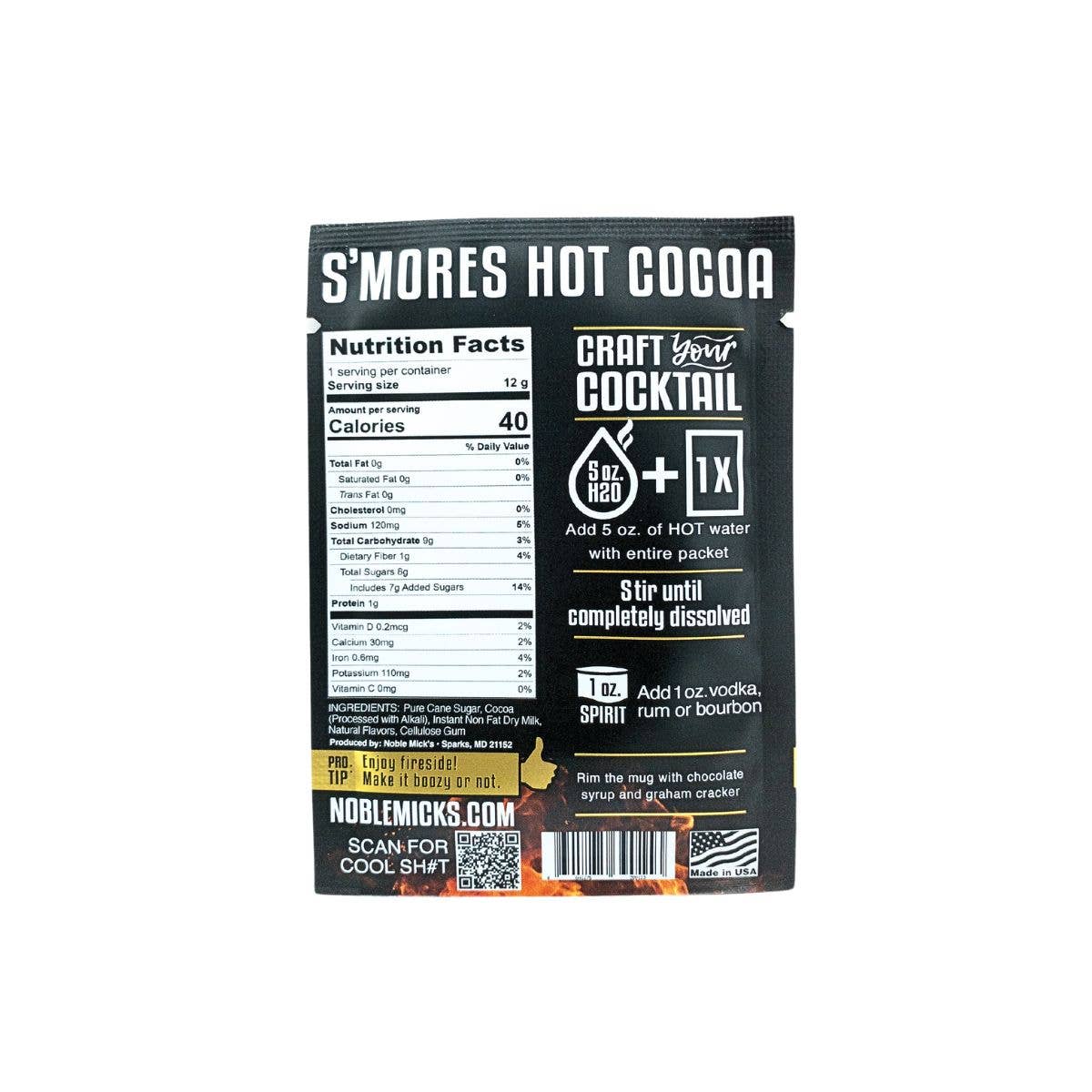 S'mores Hot Cocoa Single Serve Craft Cocktail - Noble Mick's