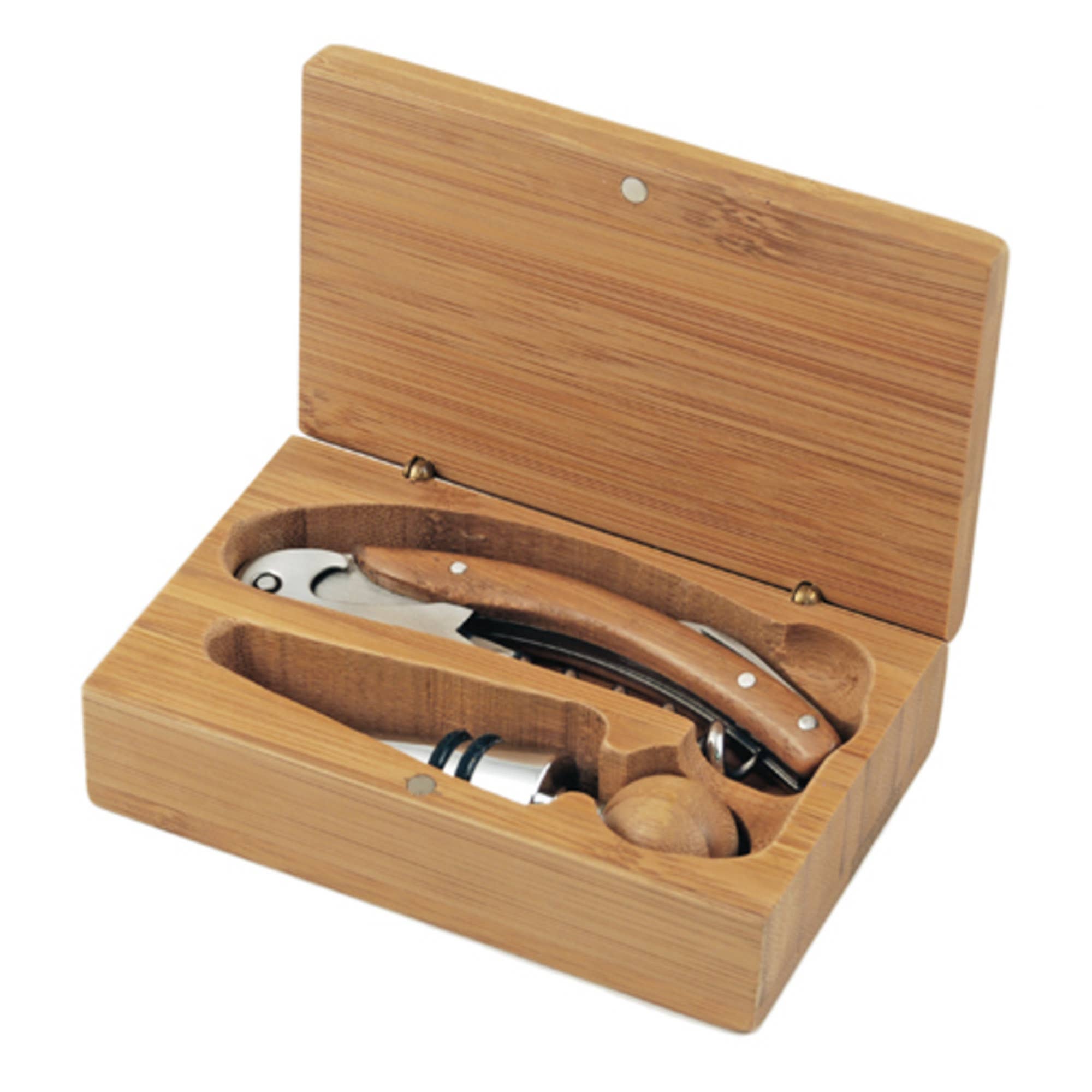 TRUE - Keepsake Bamboo Wine Accessory Set w/ Storage Box - Set of