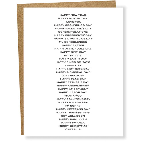 ALL PURPOSE CARD - letter press