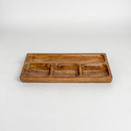 India Handicrafts Inc - Rustic Wood 4-Section Rectangle Tray