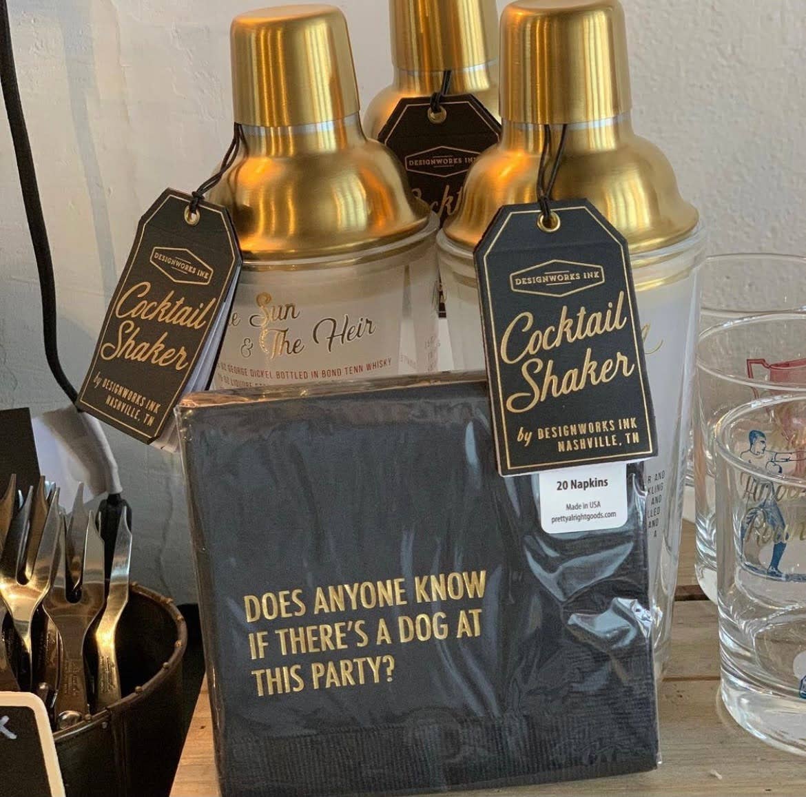 Dog at Party Cocktail Napkin