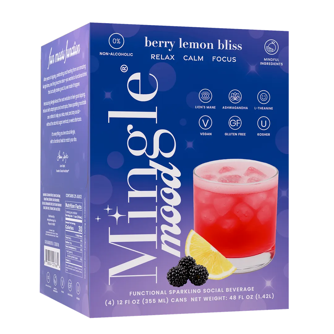 4 Pack Mingle Mood Berry Lemon Bliss Sparkling Functional Beverage