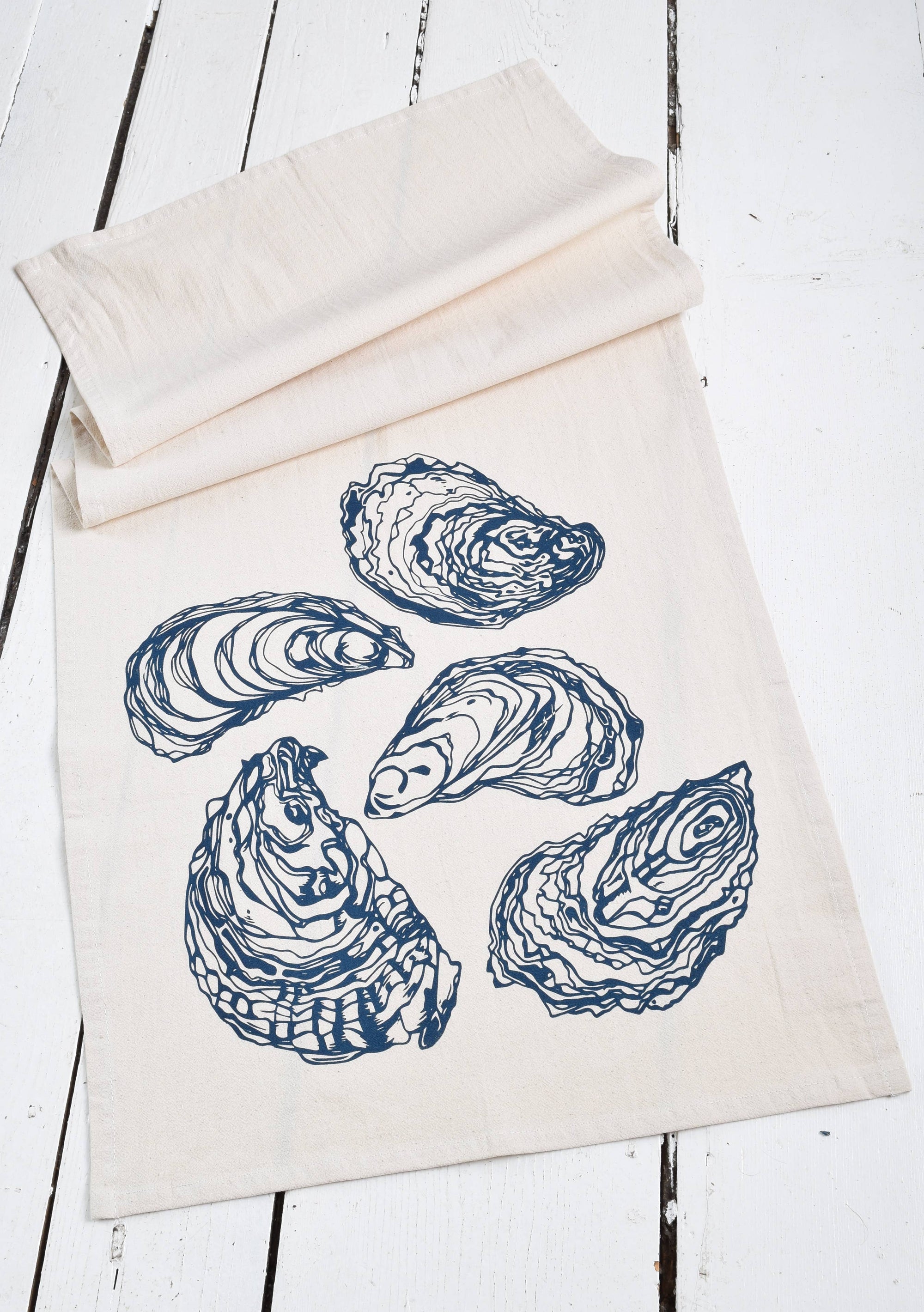 Oyster Bar Towel in Navy Blue - Organic Cotton