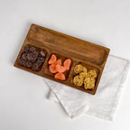 India Handicrafts Inc - Rustic Wood 4-Section Rectangle Tray