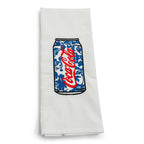 Embroidered Chinoiserie Coca Cola Coke Bar or Kitchen Towel