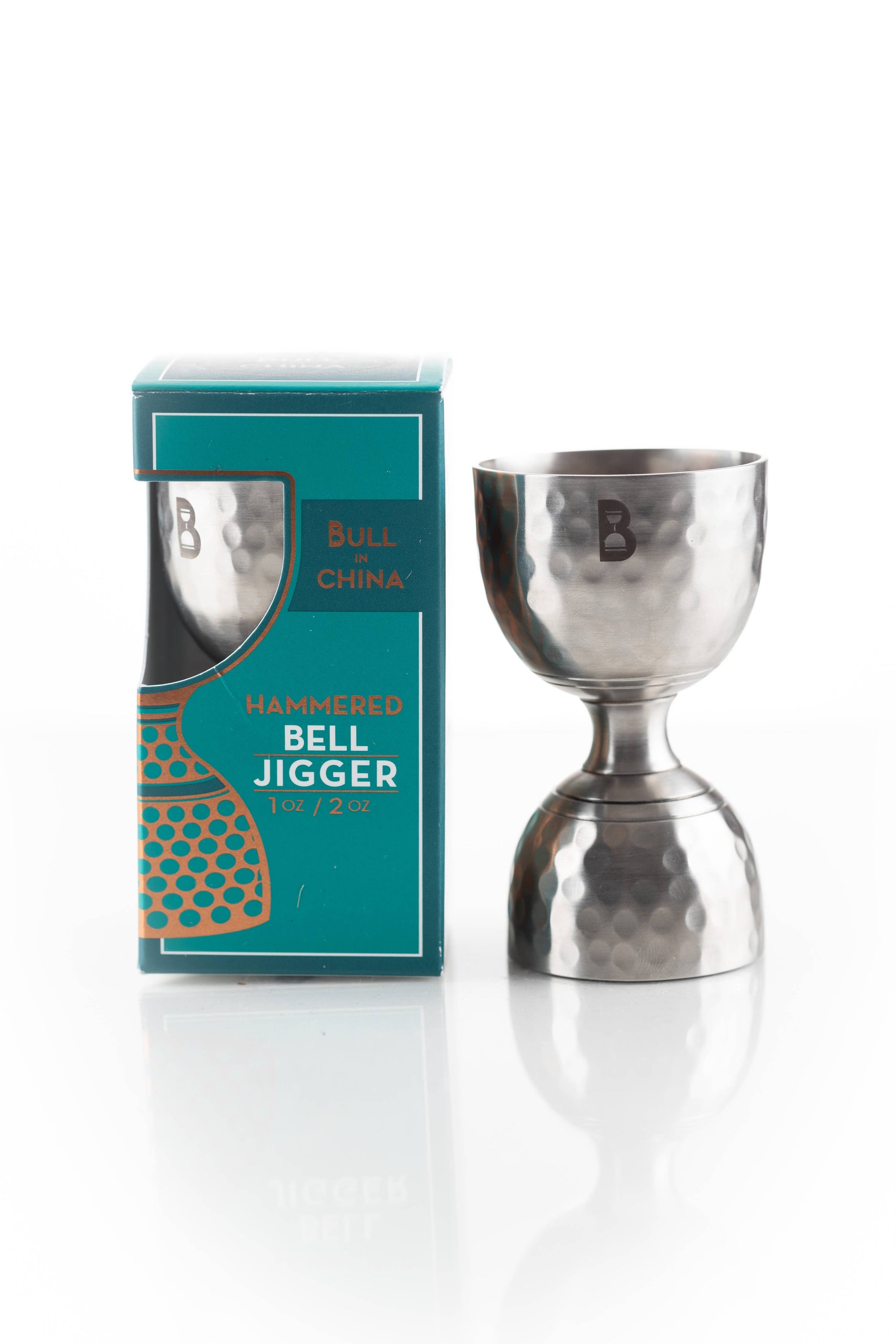 Bull in China - Hammered Bell Jiggers: Stainless Steel