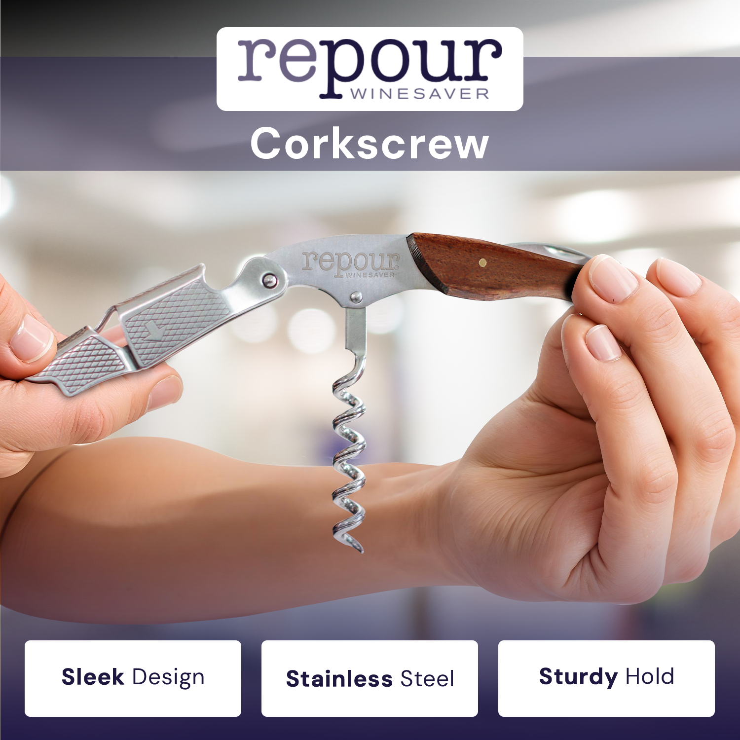 Repour - Wine Essentials Combo Pack – Premium Corkscrew & Stopper 4-pack