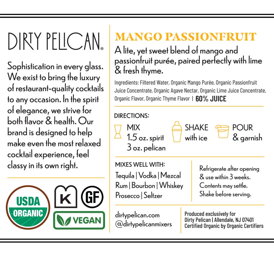 Dirty Pelican - Mango Passionfruit Margarita: 750ml