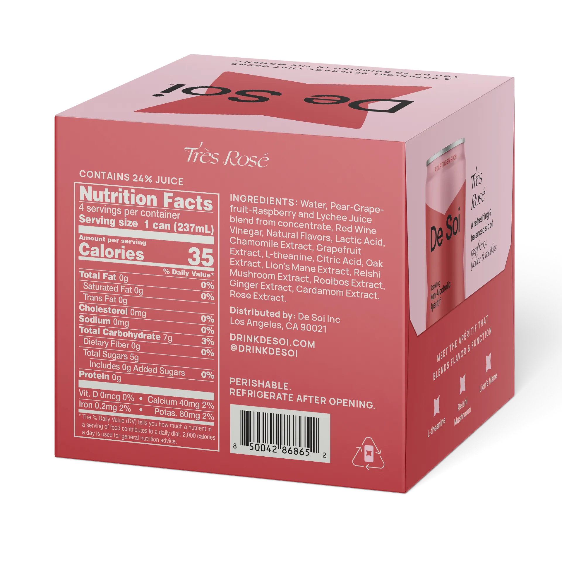 De Soi Très Rosé - 4 pack of 8 fl oz Single Serving Cans