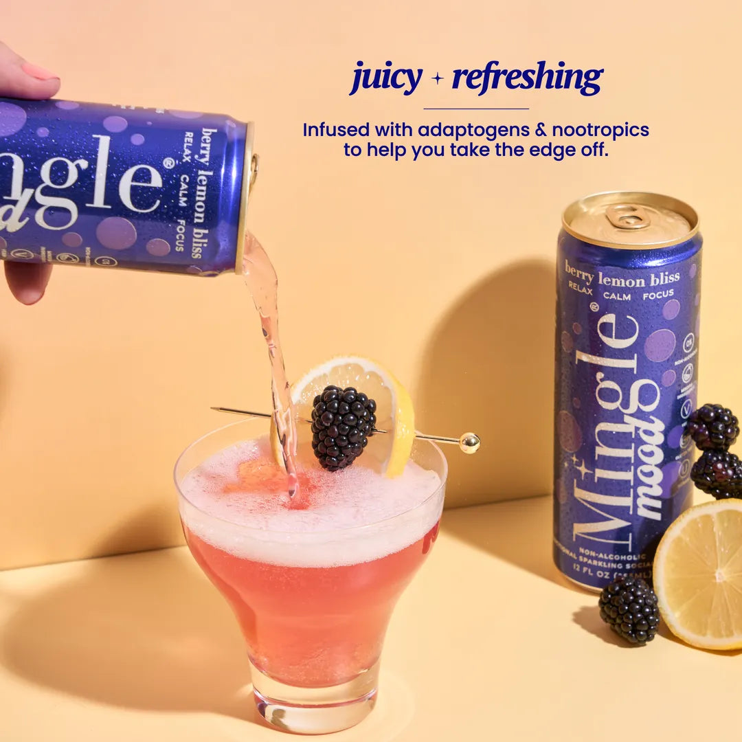 4 Pack Mingle Mood Berry Lemon Bliss Sparkling Functional Beverage