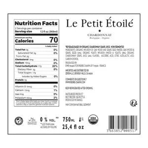 Le Petit Etoile Organic Chardonnay Non-Alcoholic Wine (France) -750mL