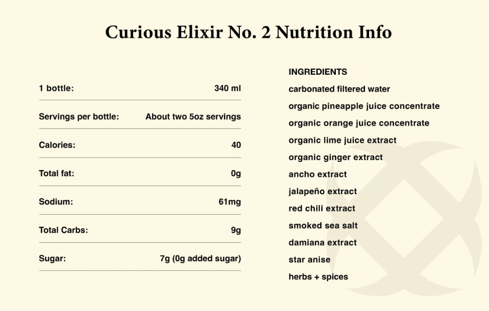 Curious Elixir No. 2 Booze-Free Cocktail - 1 bottle / 340 ml / 11.5 oz / 2.3 Servings per Bottle