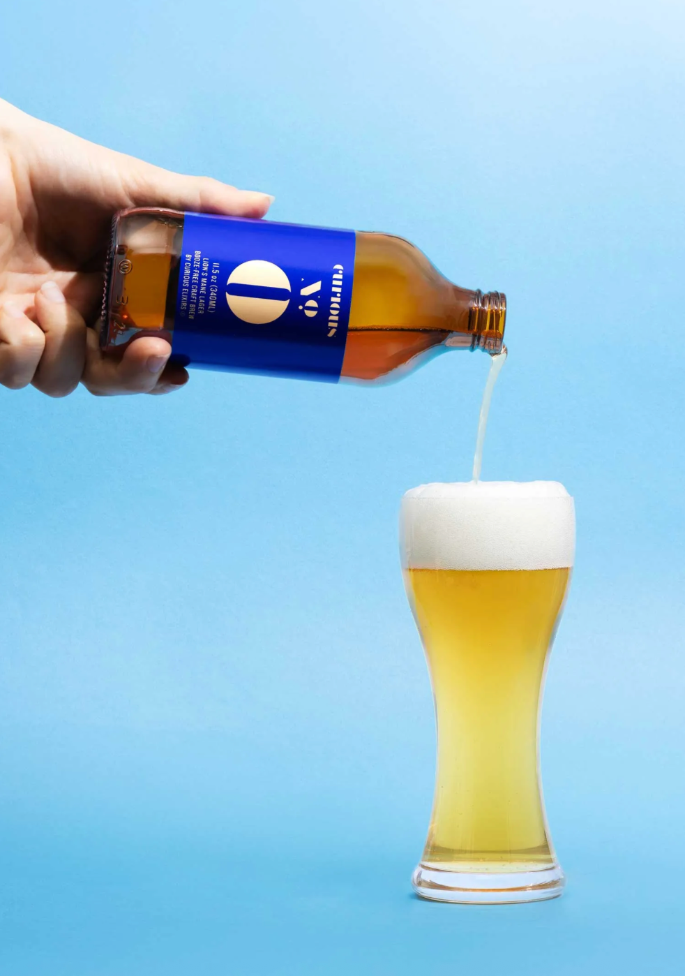 Curious Zero Lion's Mane Lager • Booze-Free Craft Brew - 1 bottle - 340 mL / 11.5 oz