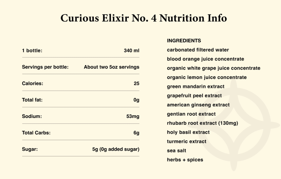Curious Elixir No. 4 Booze-Free Cocktails - 340 ml / 11.5 oz / 2.3 Servings per Bottle
