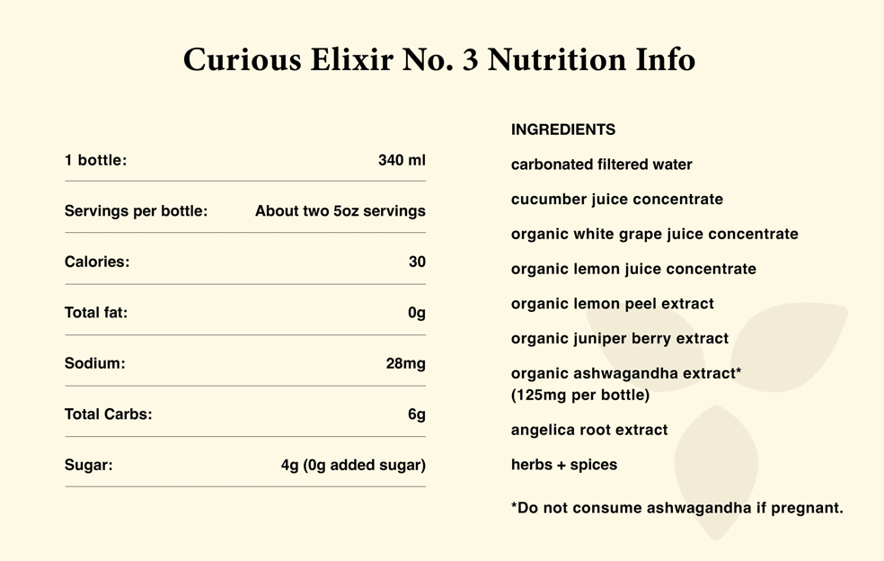 Curious Elixir No. 3 Booze-Free Cocktail - 340 mL / 11.5 oz / 2.3 Servings per Bottle
