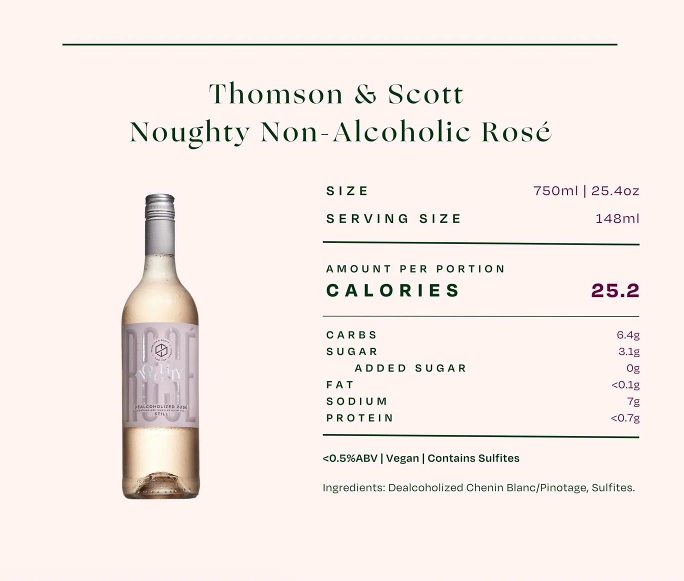 Thomson & Scott's Noughty Alcohol-Free Rosé 750mL