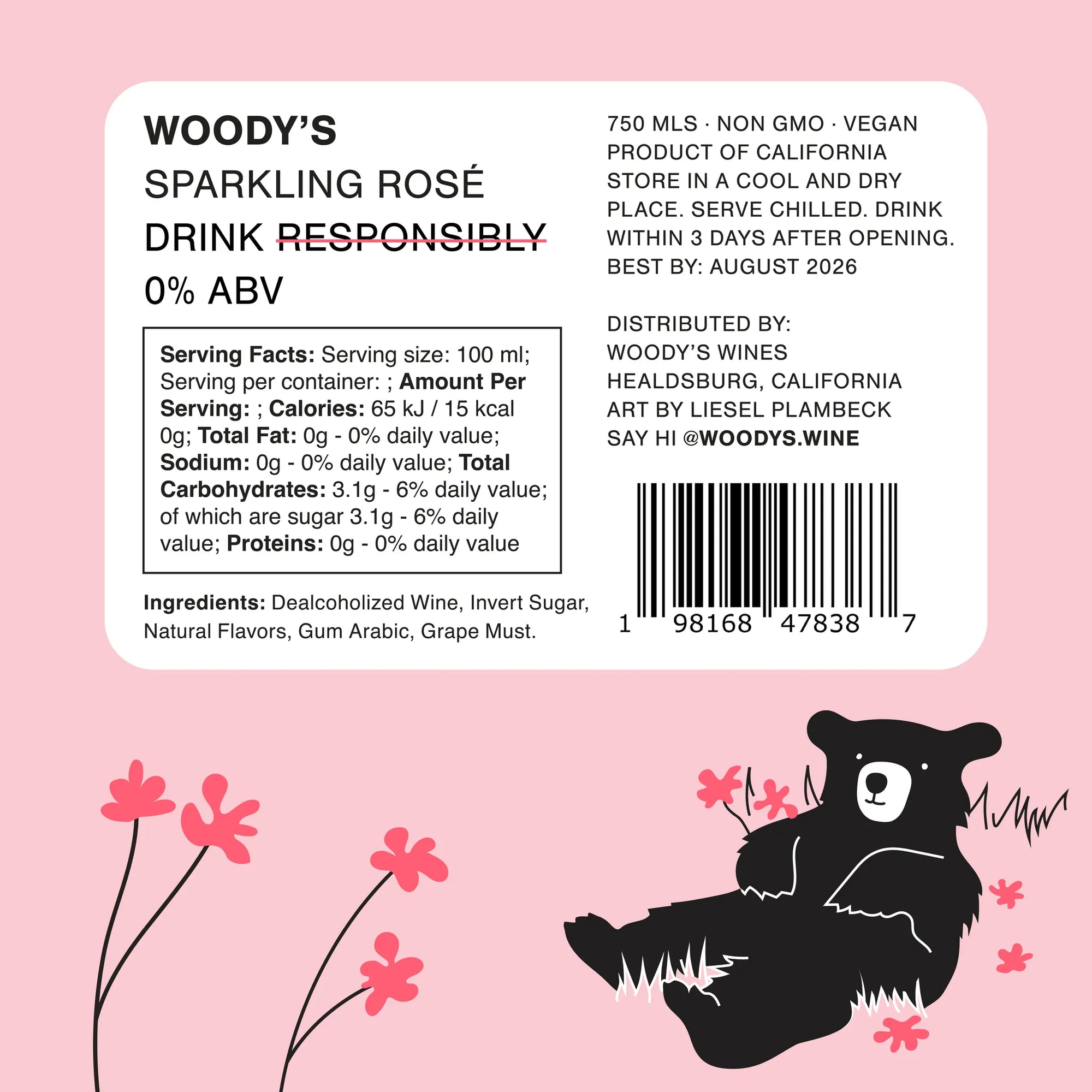 Woody's Non-Alcoholic Sparkling Rosé (750ml)