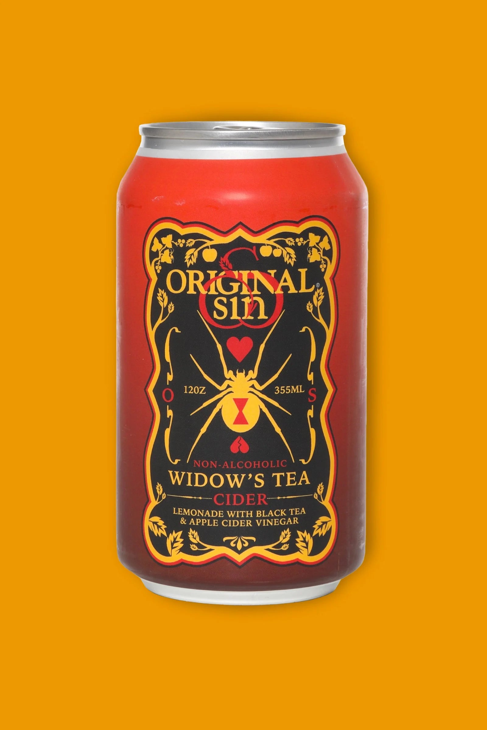 Original Sin Cider – Widow's Tea Non-Alcoholic Tea Cider - 12oz x 6 Pack