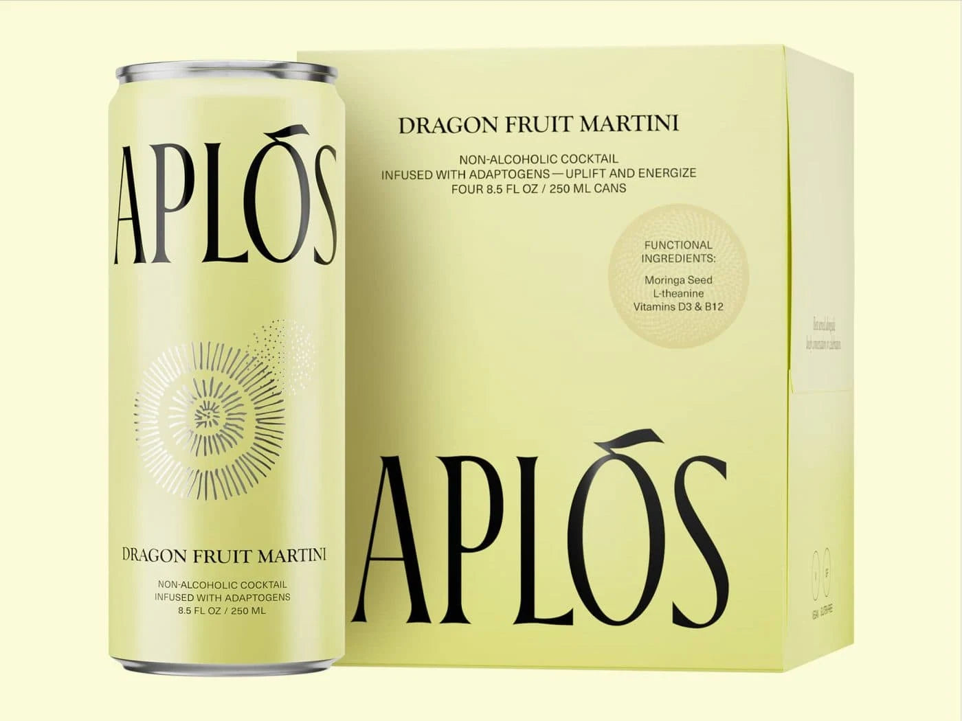 Aplós Dragon Fruit Martini with Nootropics - 4 Pack of 8.5 fl oz Cans