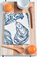 Oyster Bar Towel in Navy Blue - Organic Cotton
