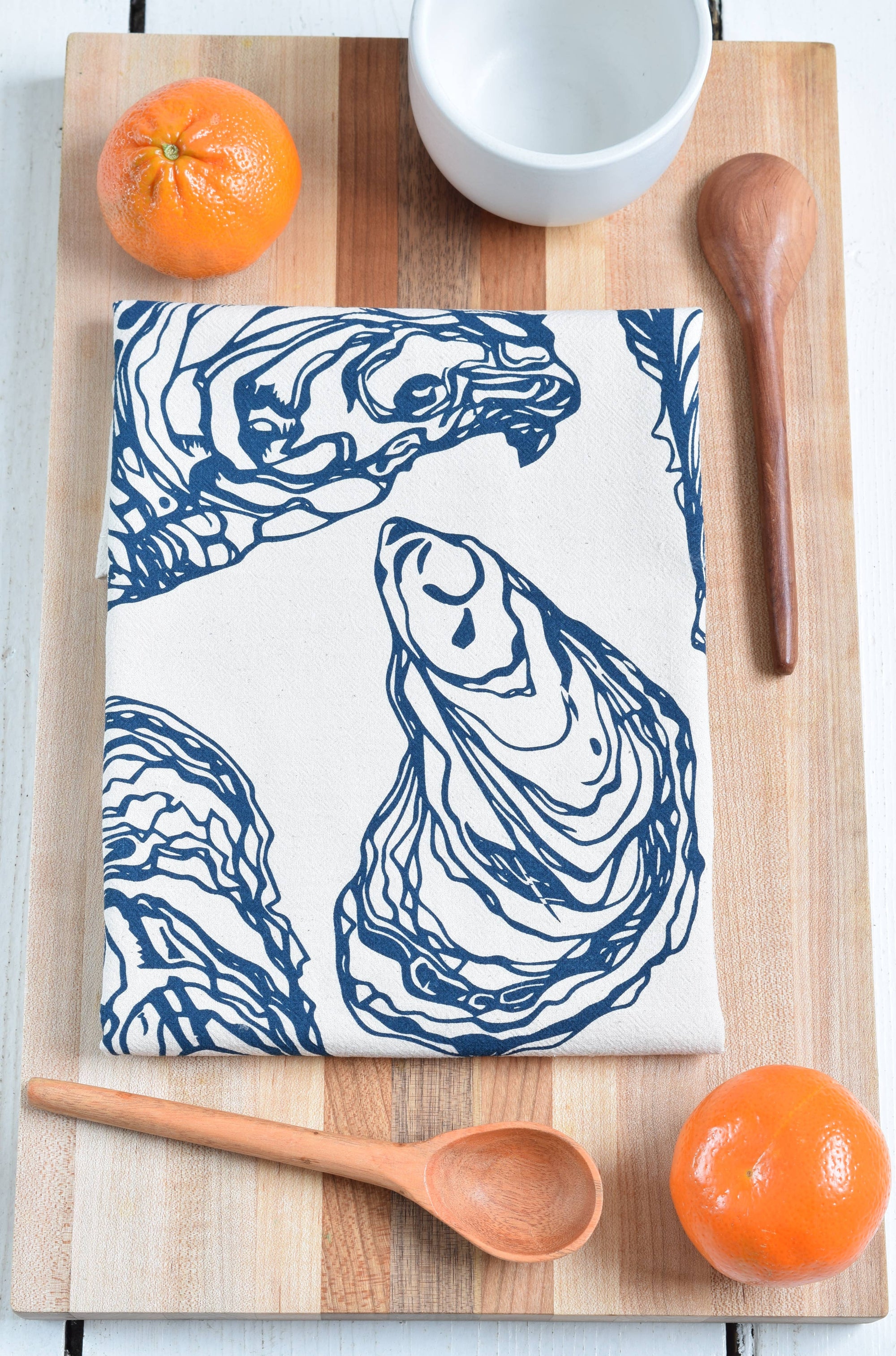 Oyster Bar Towel in Navy Blue - Organic Cotton