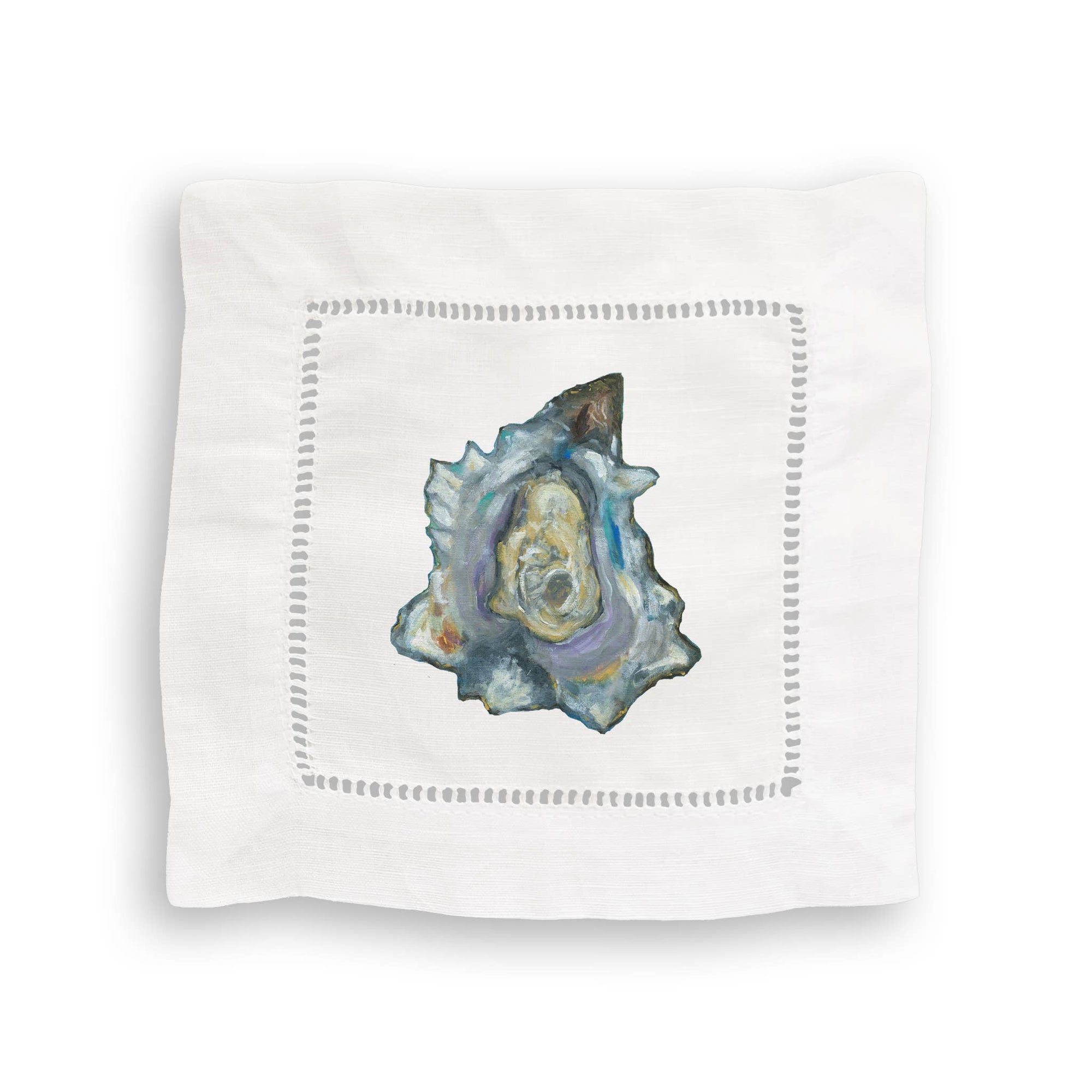French Graffiti - Colorful Oysters Mixed Linen Cocktail Napkin Set