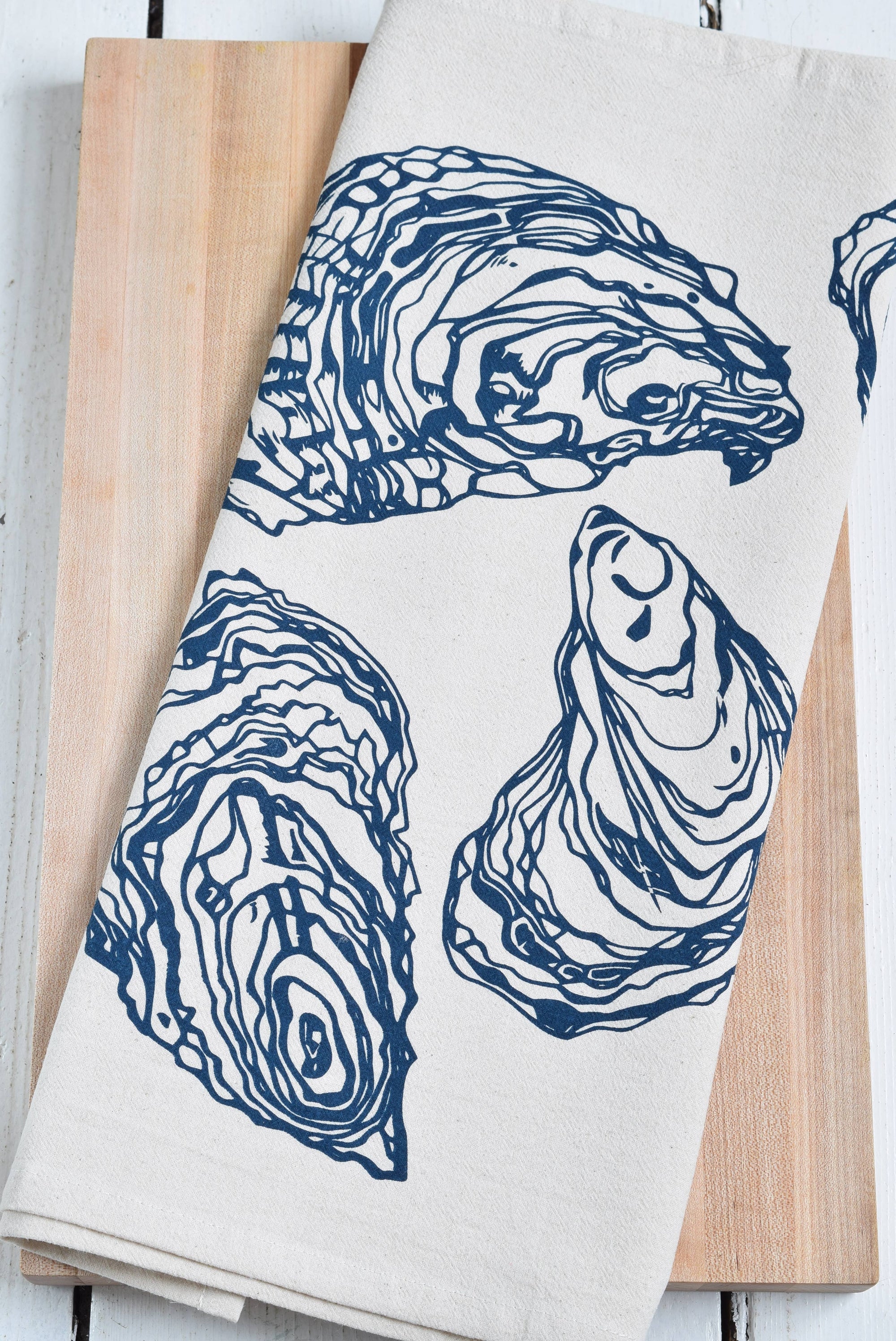 Oyster Bar Towel in Navy Blue - Organic Cotton