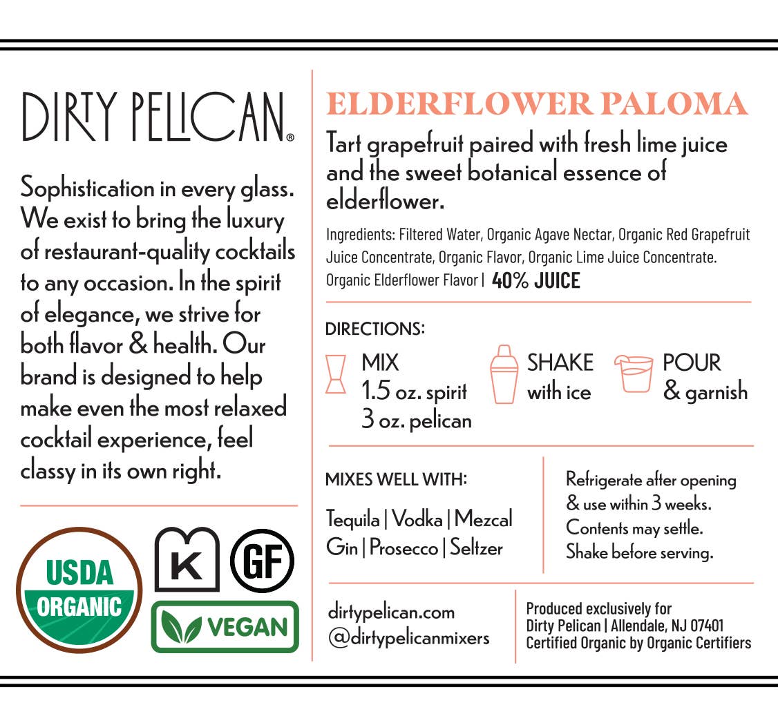 Dirty Pelican - Elderflower Paloma: 750ml