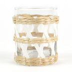 White Rattan Old Fashioned Glass