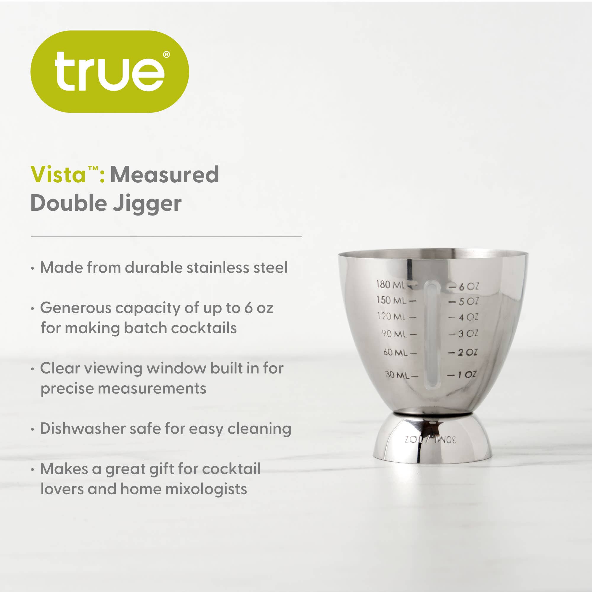 Vista Measured Double Jigger with Clear Viewing Window